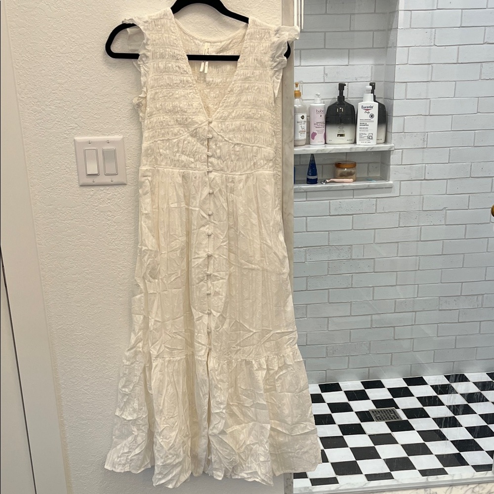 Anthropologie White Sleeveless Dress